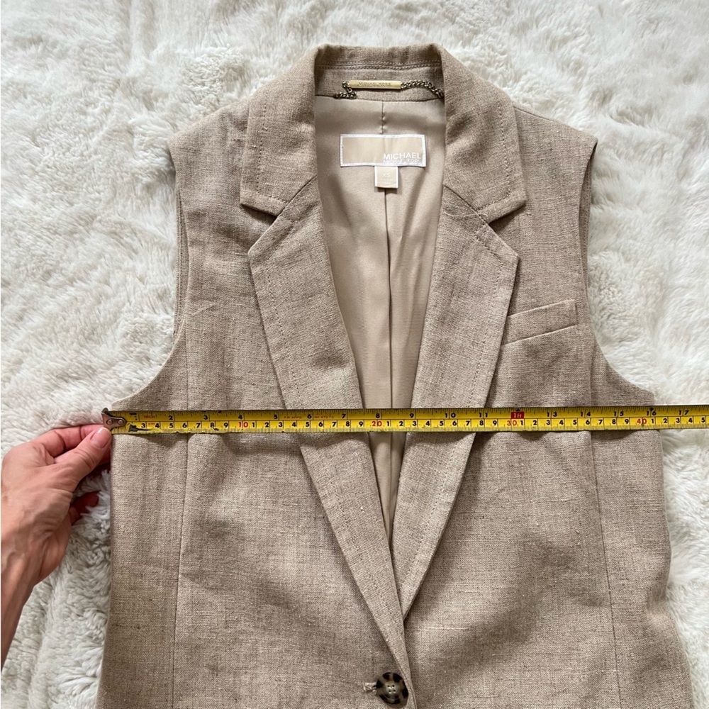 Michael Kors Linen Long Vest, Sleeveless Blazer size XSmall - Picture 7 of 8